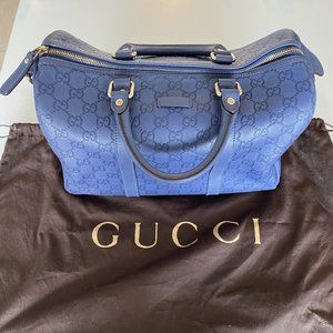 Gucci Boston Guccissima Blue Bag